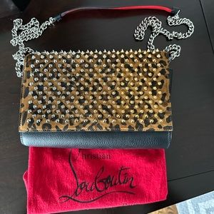 CHRISTIAN LOUBOUTIN
Paloma Leopard Print Calfskin Leather Crossbody Bag Black
